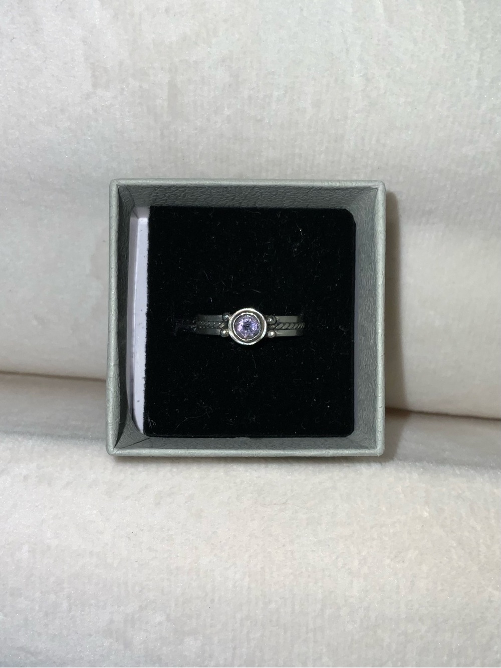 Vintage 925 Sterling Silver Amethyst Gemstone Stacking Ring